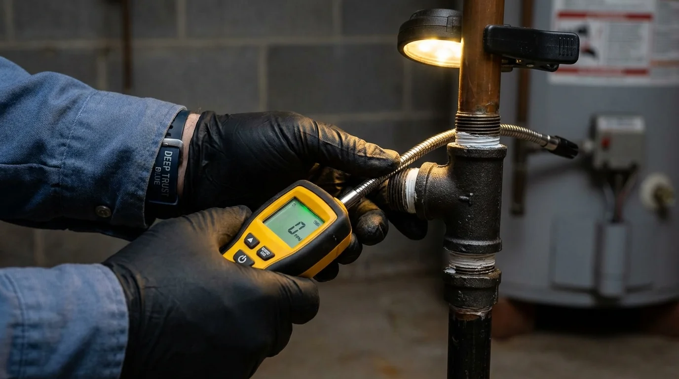 Gas leak detection with electronic sniffer by Johns Plumbing LLC in Oceanport